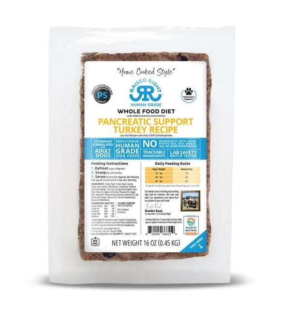 Raised Right - Pancreatic Support Recipe For Dogs Frozen 1lb