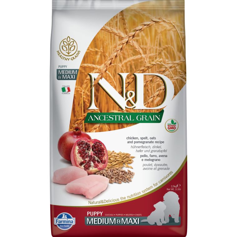 Farmina - N&D Ancestral Grain Chicken, Spelt, Oats, and Pomegranate Puppy 26.4lbs