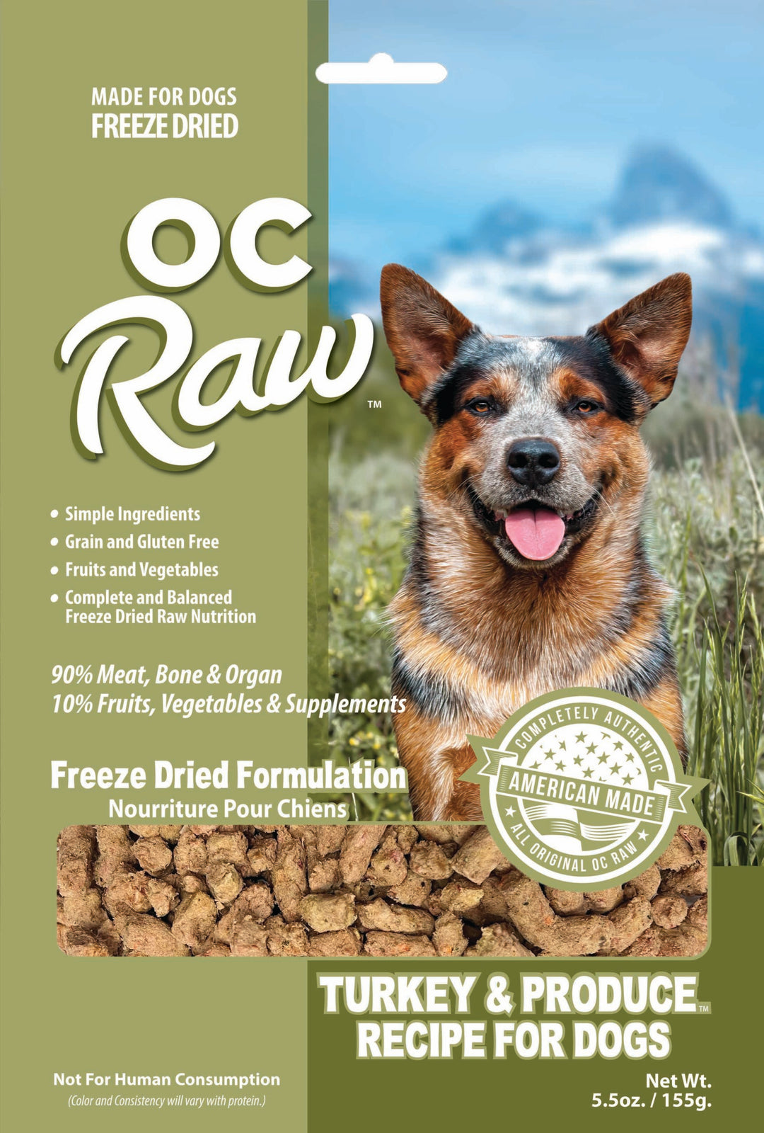 OC Raw Freeze Dried Turkey &amp; Produce 5.5oz