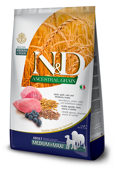 Farmina- N&amp;D Ancestral Grain Lamb Blueberry Adult Medium &amp; Maxi