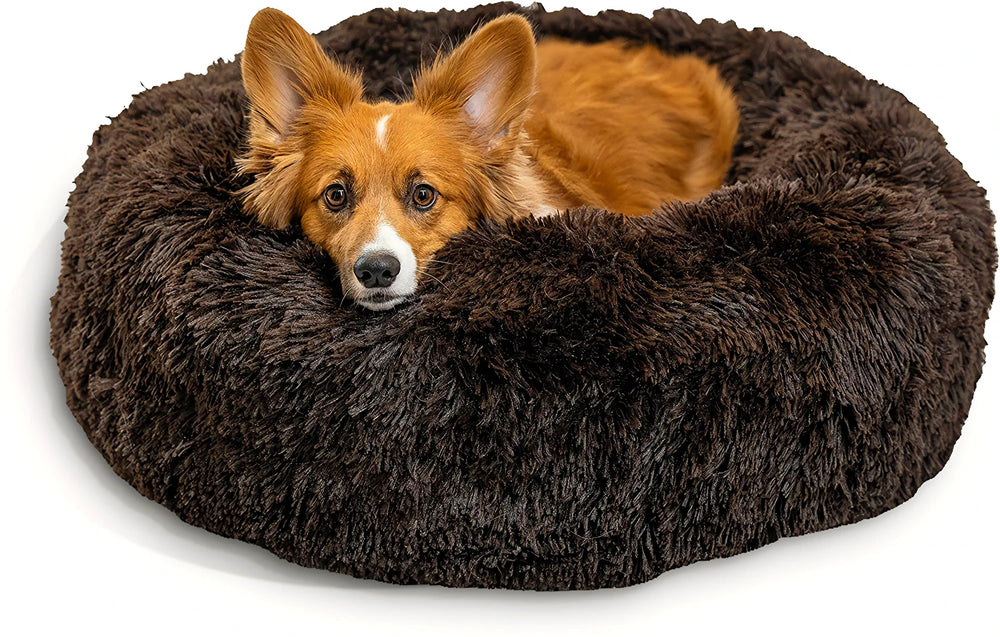 
                
                    Load image into Gallery viewer, Calming Shag Donut Dog Bed
                
            