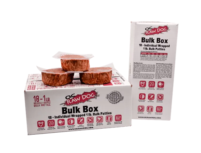 OC Raw - Frozen Raw Beef Patties for dogs 18lb