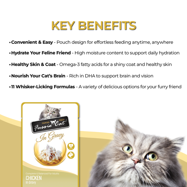 Fussie Cat Gravy Pouches - Wet Cat Food 2.47oz