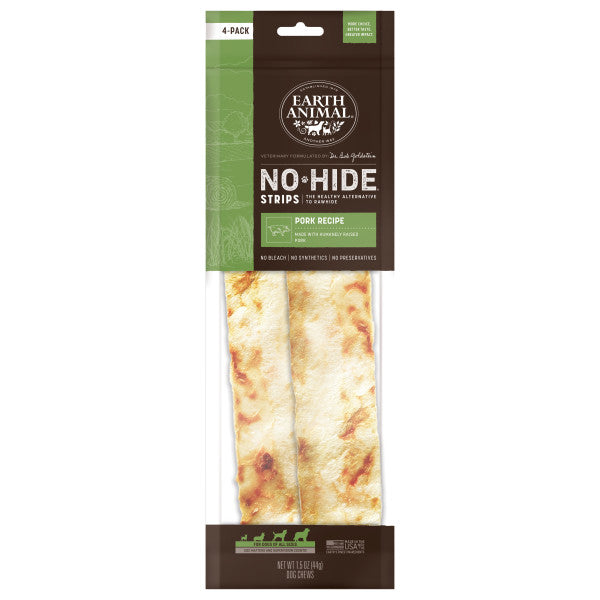 Earth Animal No-Hide Pork Strips Dog Chews | Healthy Rawhide Alternative