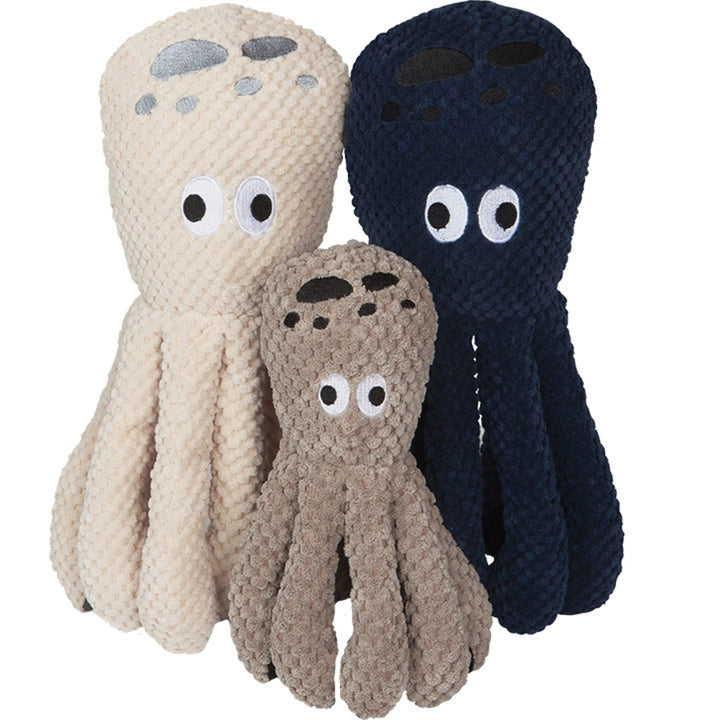 Fabdog Floppy Blue Octopus Dog Toy - Soft Plush Squeaker