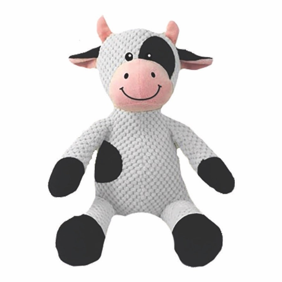 Fabdog Floppy Cow Dog Toy - Soft Plush Squeaker