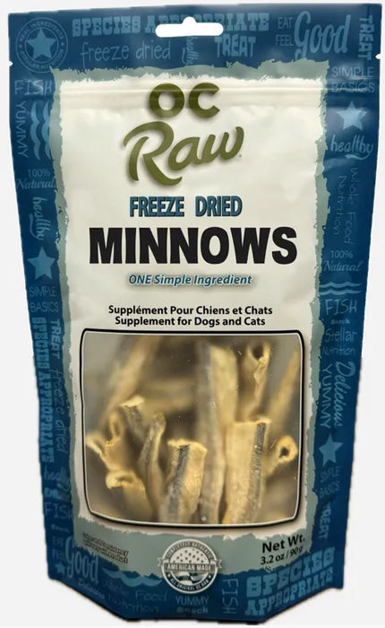 OC Raw Freeze Dried Minnows - For Dogs and Cats 3.2oz