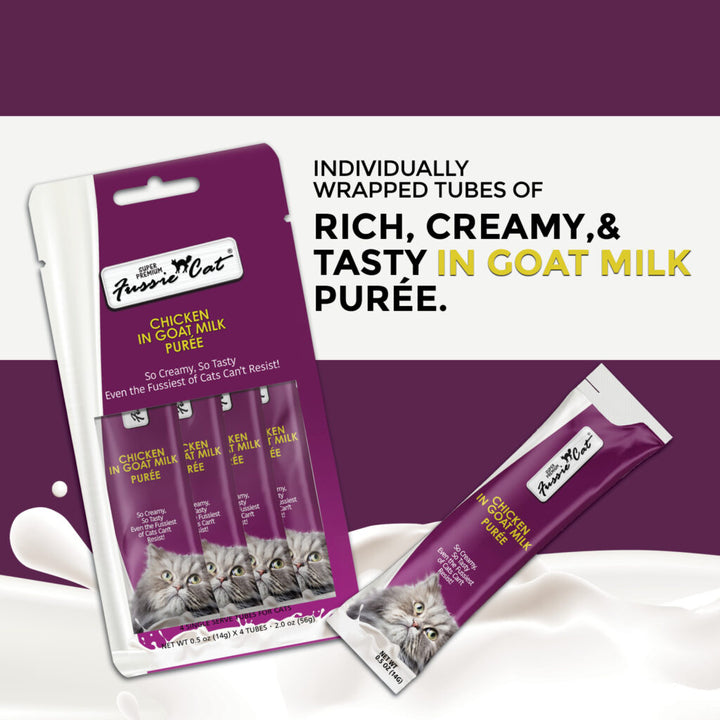 Fussie Cat Puree in Goat Milk - Premium Cat Treats