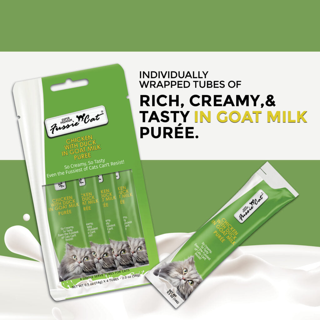 Fussie Cat Puree in Goat Milk - Premium Cat Treats