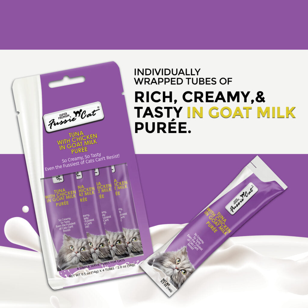 Fussie Cat Puree in Goat Milk - Premium Cat Treats
