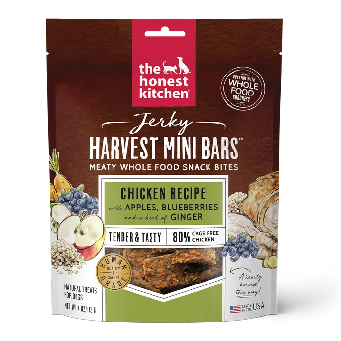 The Honest Kitchen Jerky Harvest Mini Bars Dog Treats 4oz