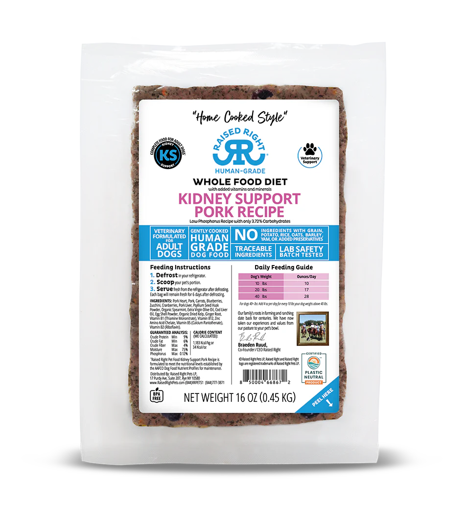Raised Right - Kidney Support Recipe for Dogs Frozen 1lb