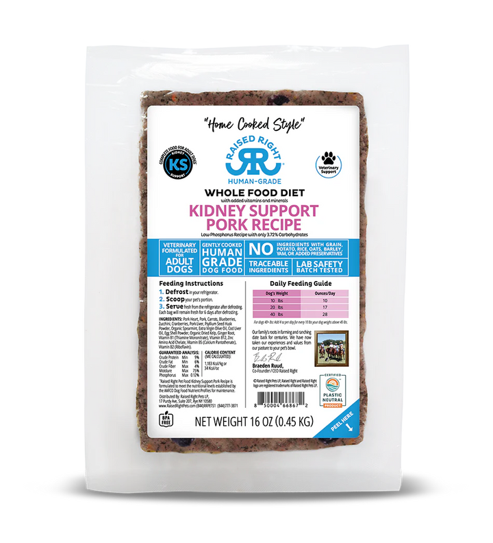 Raised Right - Kidney Support Recipe for Dogs Frozen 1lb