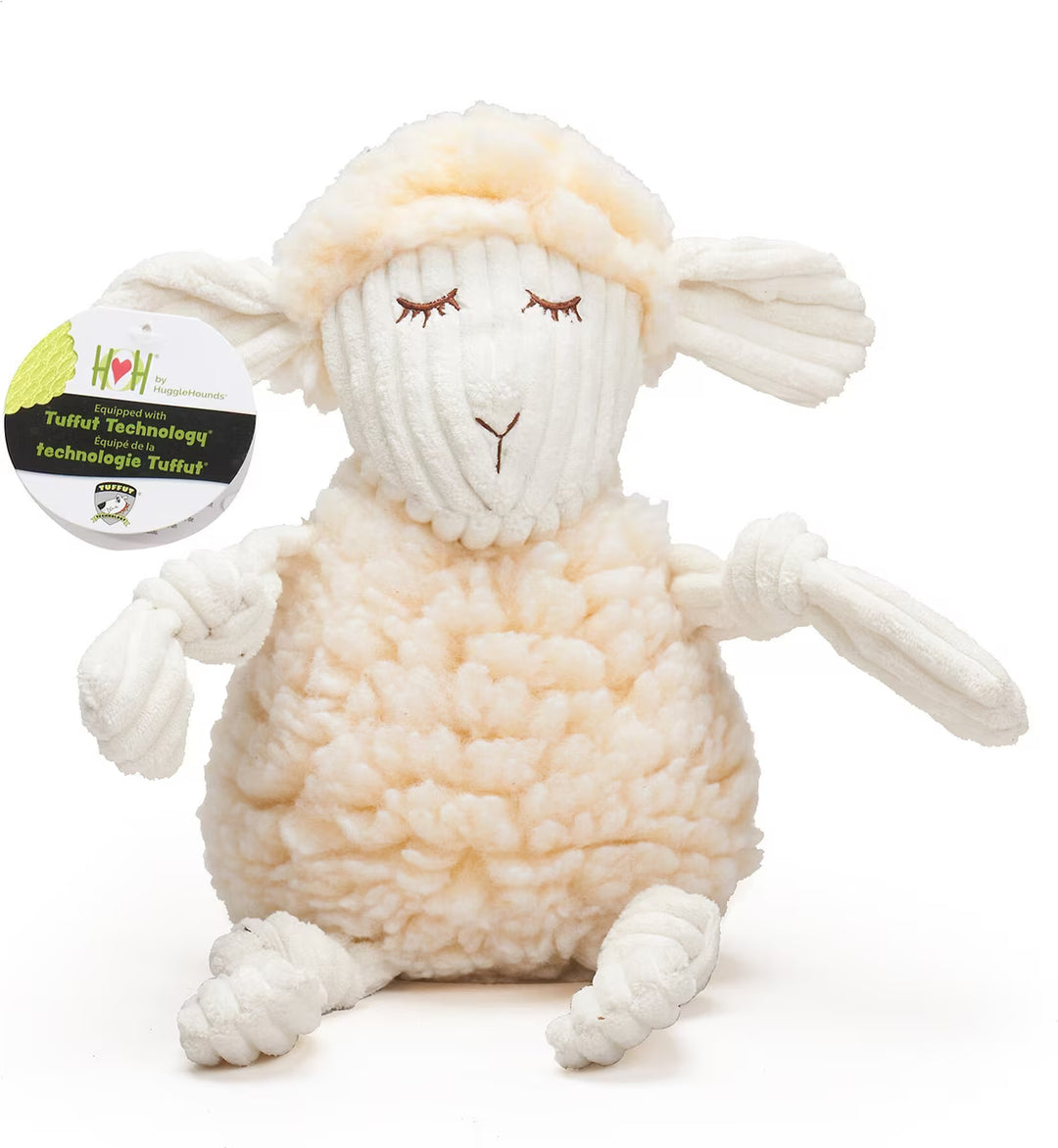 HuggleHounds - HuggleFleece Fluffer Knottie Lamb 10" Dog Toy
