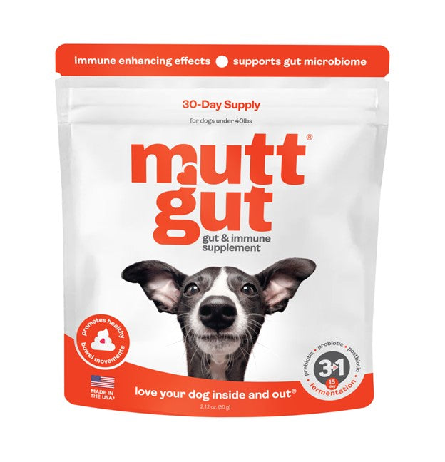 Mutt Gut Dog Gut Under 40lbs - 60g Probiotic Digestive Supplement