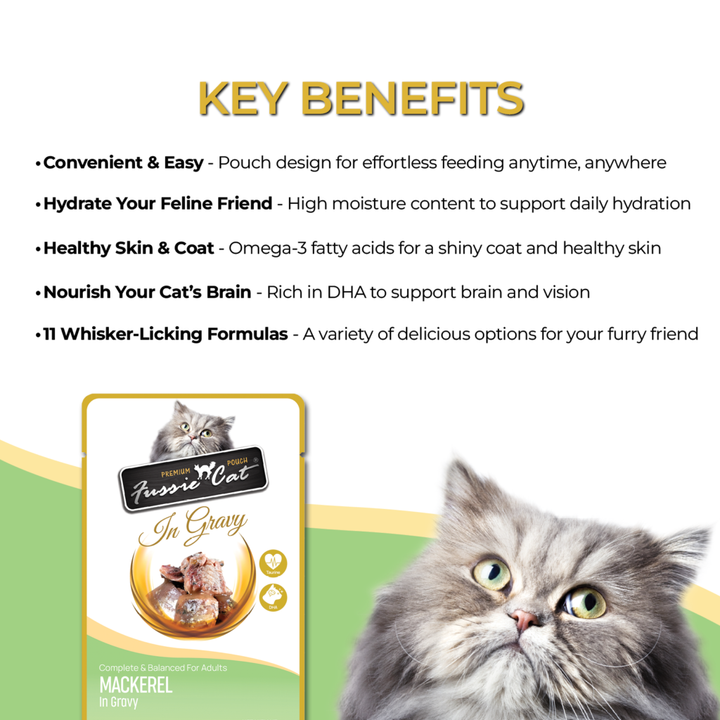 Fussie Cat Gravy Pouches - Wet Cat Food 2.47oz