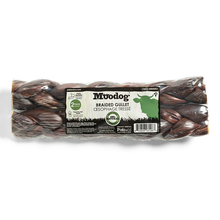 Palz &amp; Co - Moodog Braided Beef Gullet Dog Chew 8" (2 Pack)