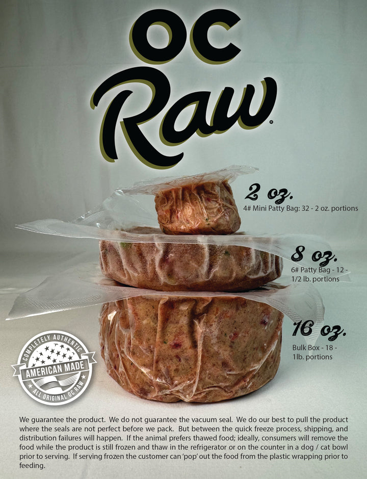 OC Raw - 18lb Frozen Raw Patties Dog Food