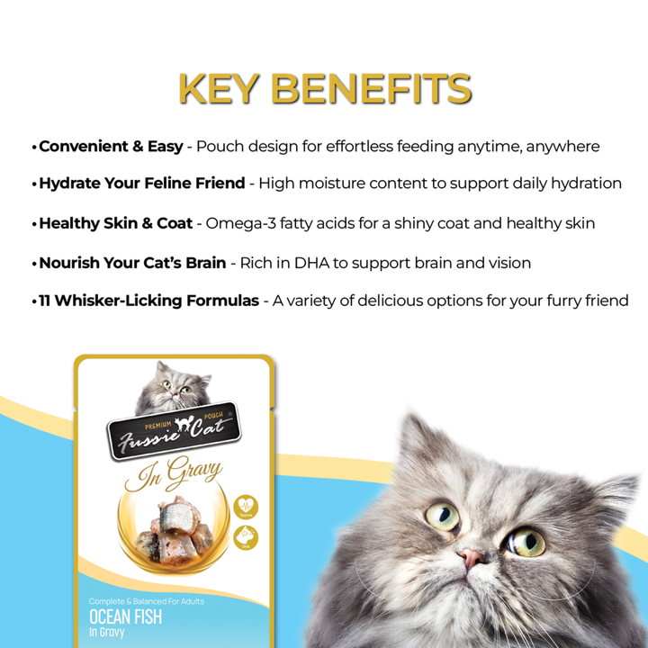 Fussie Cat Gravy Pouches - Wet Cat Food 2.47oz