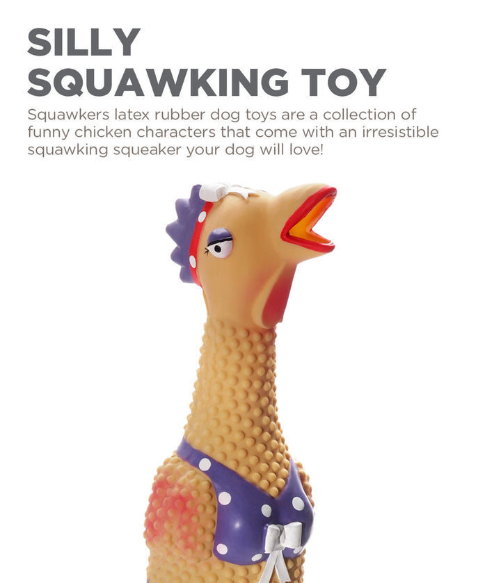 Outward Hound Squawkers Henrietta Chicken Large - Latex Rubber Dog Toy