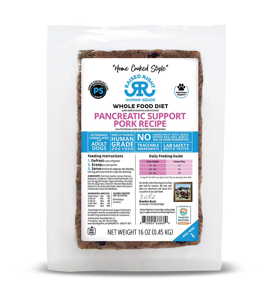 Raised Right - Pancreatic Support Recipe For Dogs Frozen 1lb