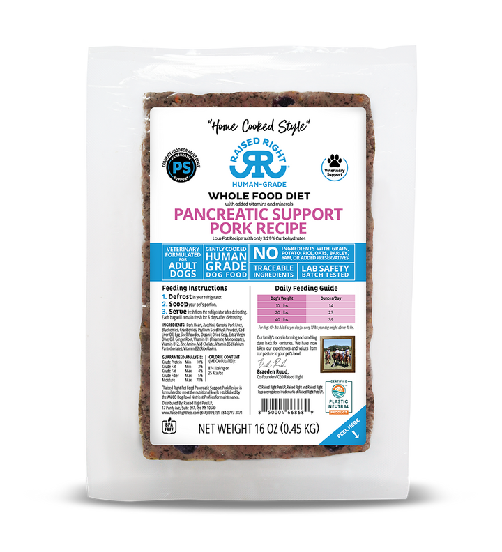 Raised Right - Pancreatic Support Recipe For Dogs Frozen 1lb