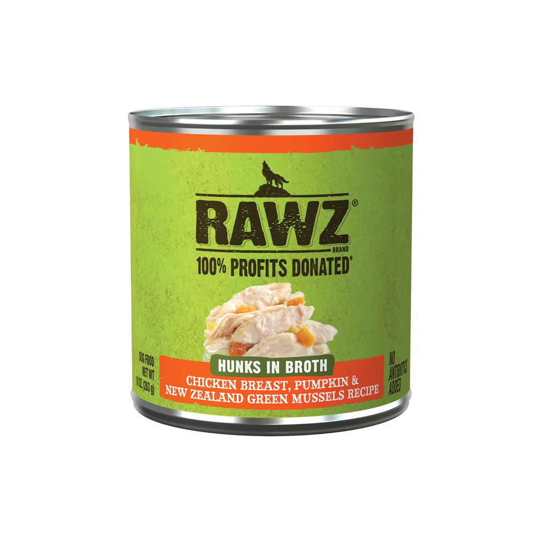 RAWZ Hunks Chicken &amp; Pumpkin in Broth – Wet Dog Food (10 oz Can)