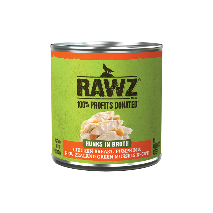 RAWZ Hunks Chicken &amp; Pumpkin in Broth – Wet Dog Food (10 oz Can)