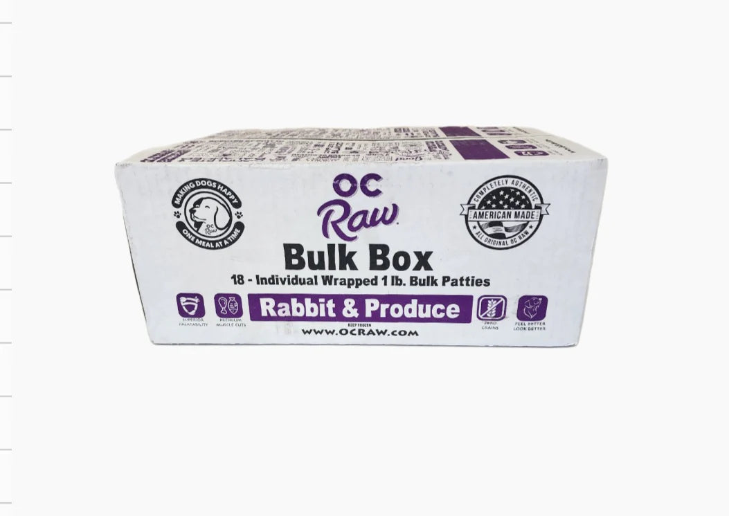 OC Raw - Rabbit &amp; Produce Patties 18lb Frozen Raw Dog Food