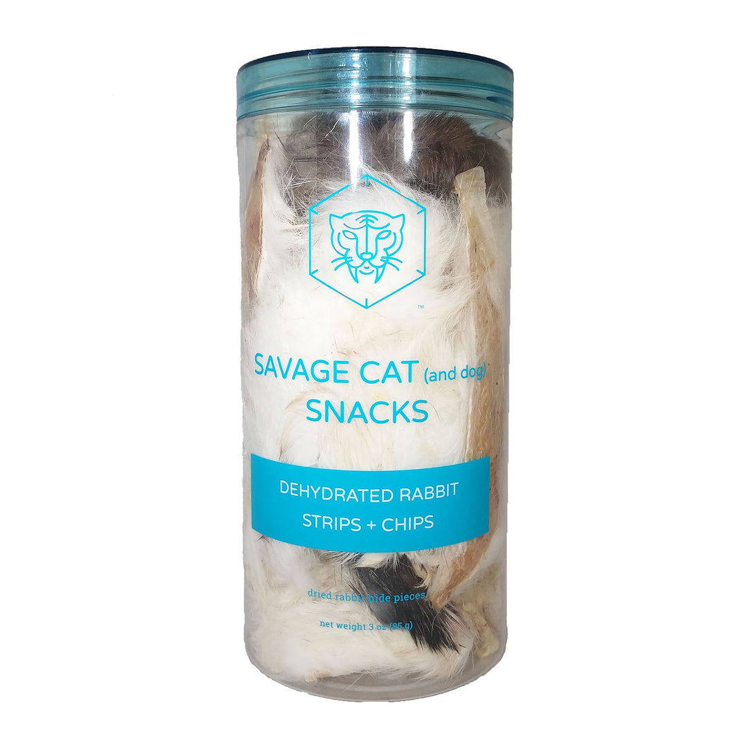 Savage Cat Dehydrated Rabbit Treats for Dogs &amp; Cats - Single Ingredient 3OZ