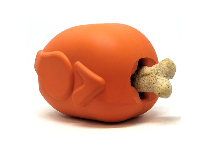 Sodapup MKB Rubber Roasted Turkey Dog Chew Toy Orange Large 4.25" - USA Made