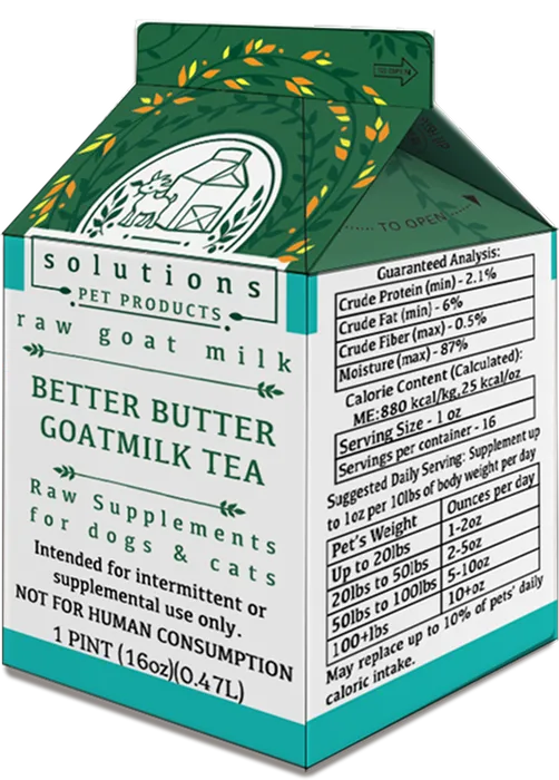 Solutions - Better Butter Raw Goat Milk Tea for Dogs &amp; Cats 16 oz