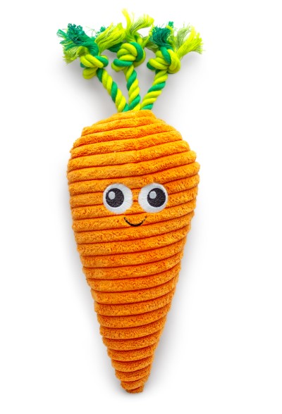 ThoozyPet Carrot Plush Dog Toy 10" - Squeaker &amp; Crinkle Veggie Toy