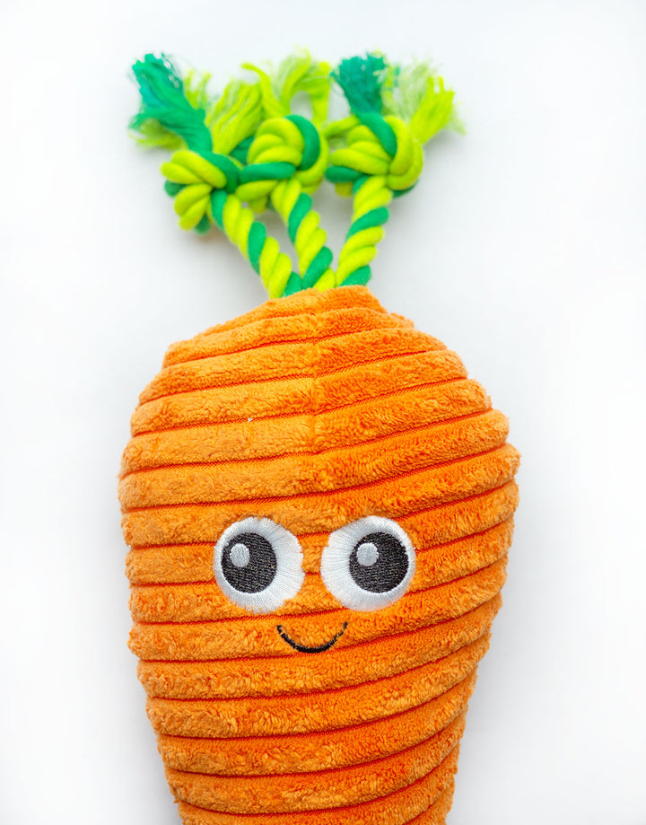 ThoozyPet Carrot Plush Dog Toy 10" - Squeaker &amp; Crinkle Veggie Toy