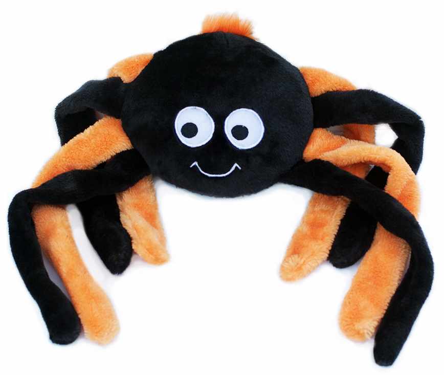 ZippyPaws Grunterz Orange Spider - Oversized Grunting Dog Toy with Crinkle Legs