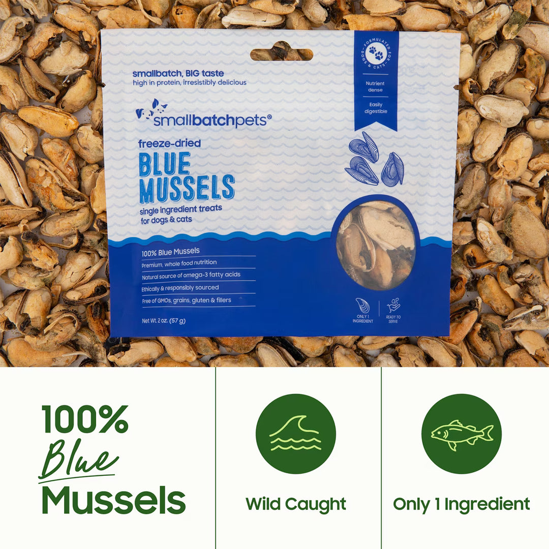 Smallbatch Freeze Dried Blue Mussels for Dogs &amp; Cats | 2oz