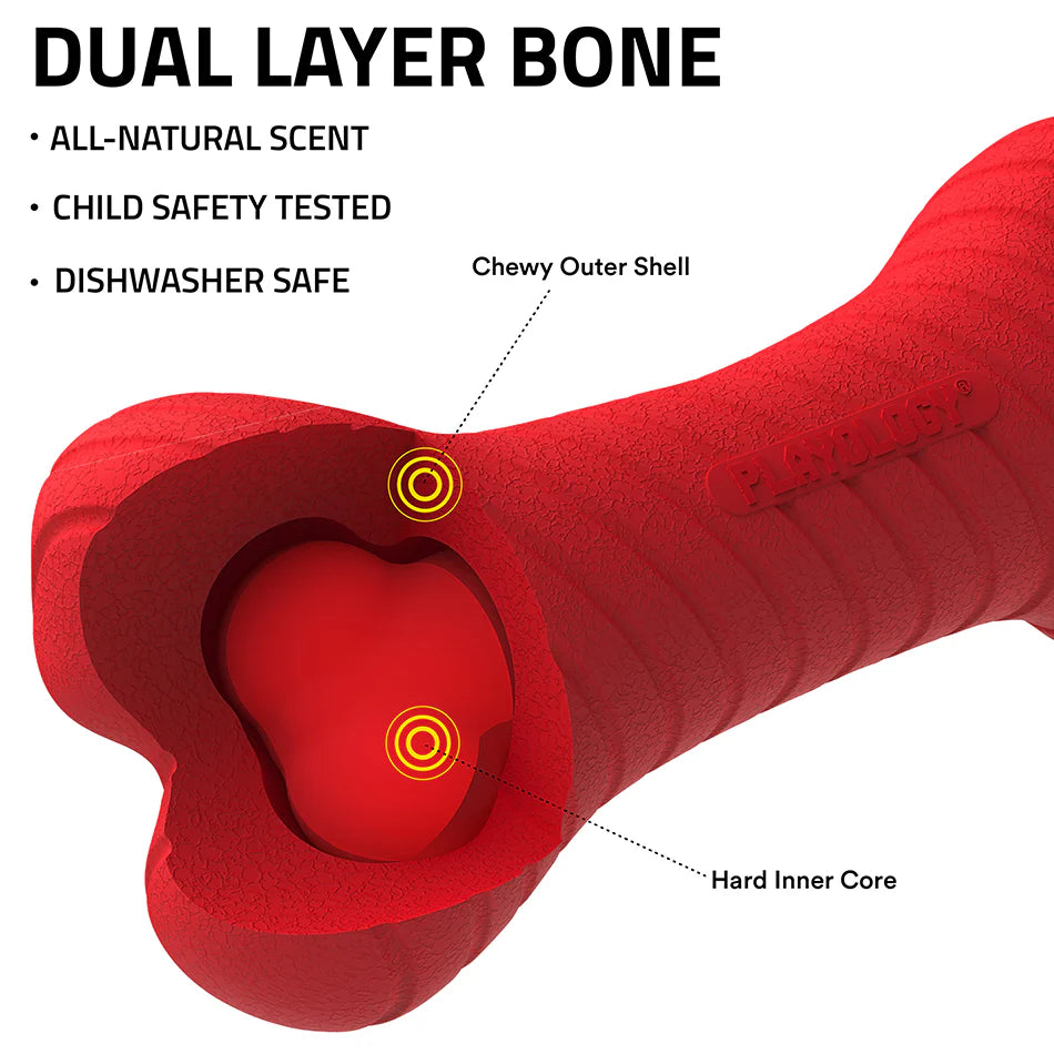 Playology - Scent Infused Dual Layer Beef Bone for small dogs (25lbs and under)