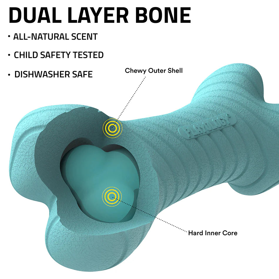 Playology - Scent Infused Peanut Butter Dual Layer Bone for Dogs (25lbs and under)