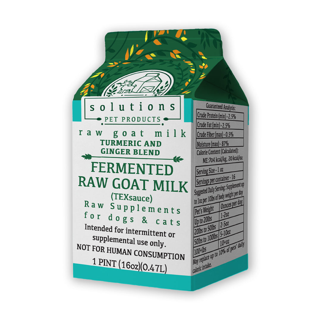 Solutions - Fermented Raw Goat Milk with Tumeric &amp; Ginger for Cats &amp; Dogs
