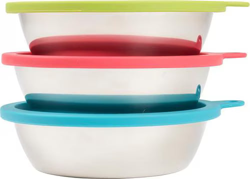 Messy Mutts - Stainless Steel Bowl &amp; Silicone Lid Combo Set 3pk
