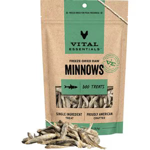Vital Essentials Freeze Dried Raw Minnows Dog &amp; Cat Treats - Omega-3 Rich - Single Ingredient 1OZ