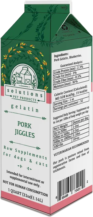 Solutions Pet Products Pork Gelatin Jiggles | Natural Collagen Treat for Dogs &amp; Cats