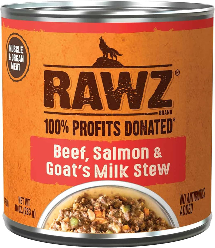 RAWZ Goat Milk Stew with Beef &amp; Salmon – Wet Dog Food (10 oz Can)