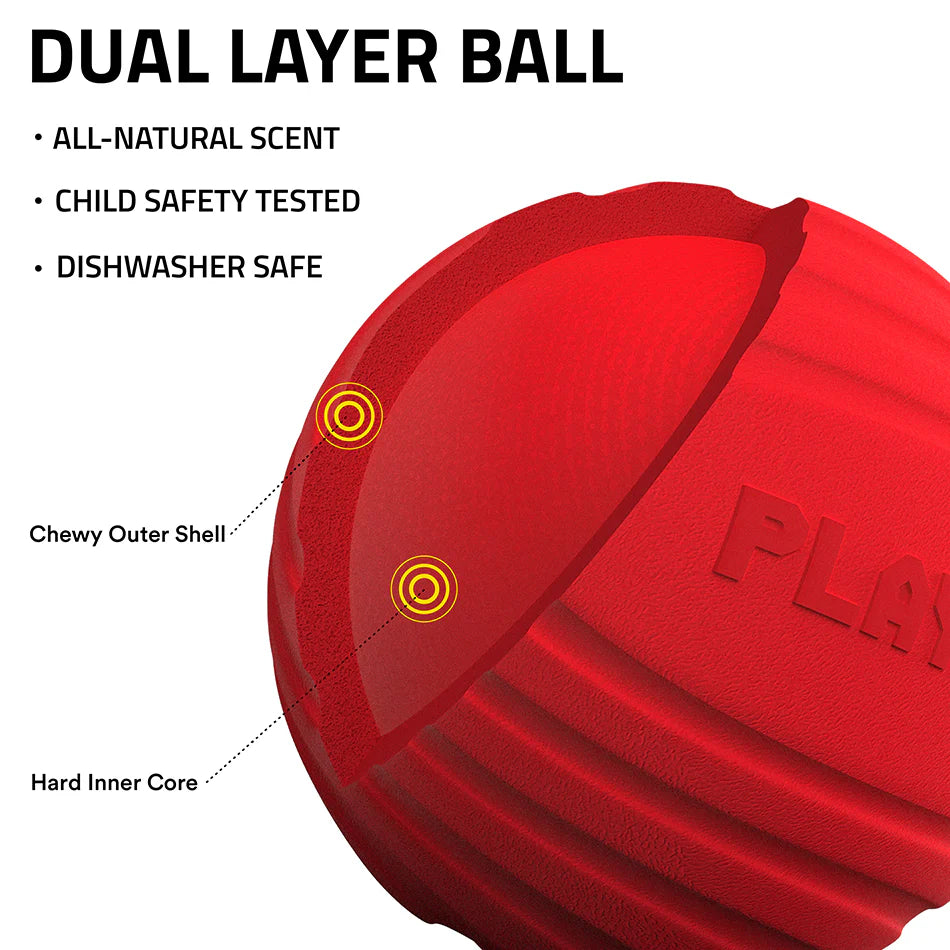 Playology - Dual Layer Jumbo Scent Infused Beef Ball for Dogs 50+lbs