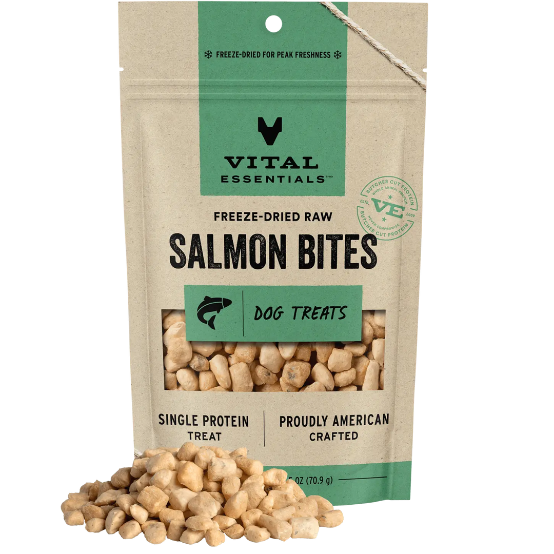 Vital Essentials Freeze Dried Raw Salmon Bites - Single Ingredient 2.5OZ
