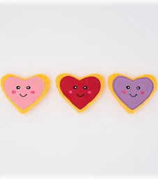 zippypaws valentines mini heart cookies 3pk