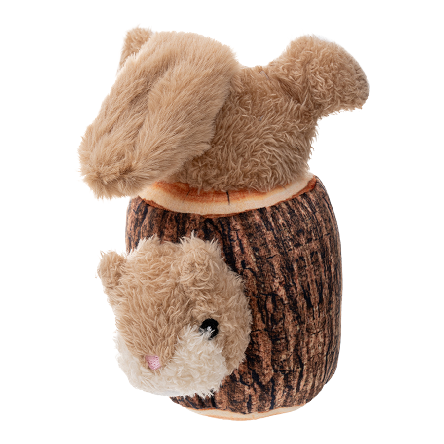 Territory - Plush Squirrel in a log 7" Interactive Dog Toy