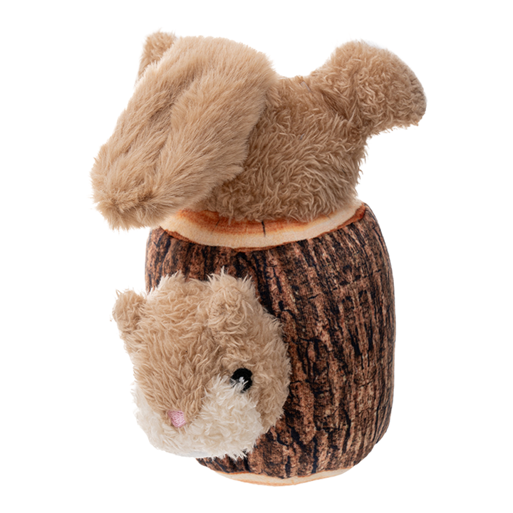 Territory - Plush Squirrel in a log 7" Interactive Dog Toy