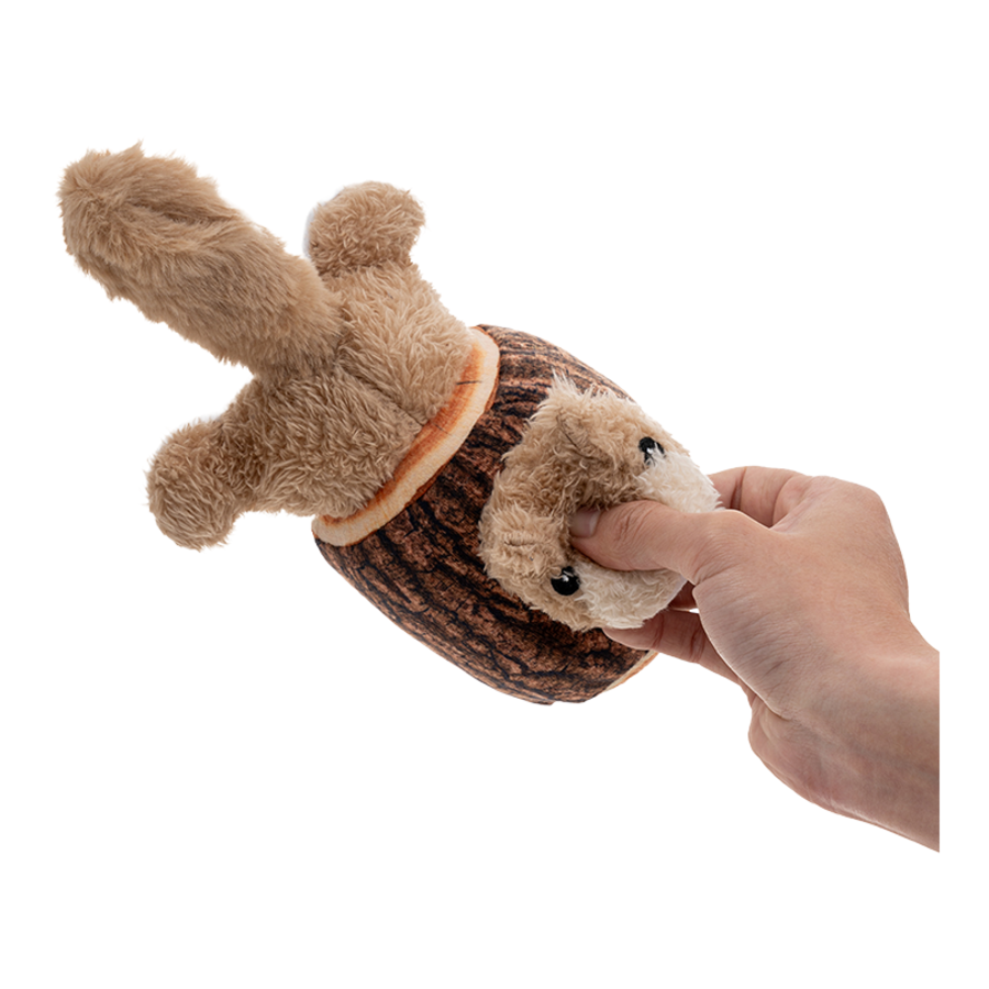 Territory - Plush Squirrel in a log 7" Interactive Dog Toy