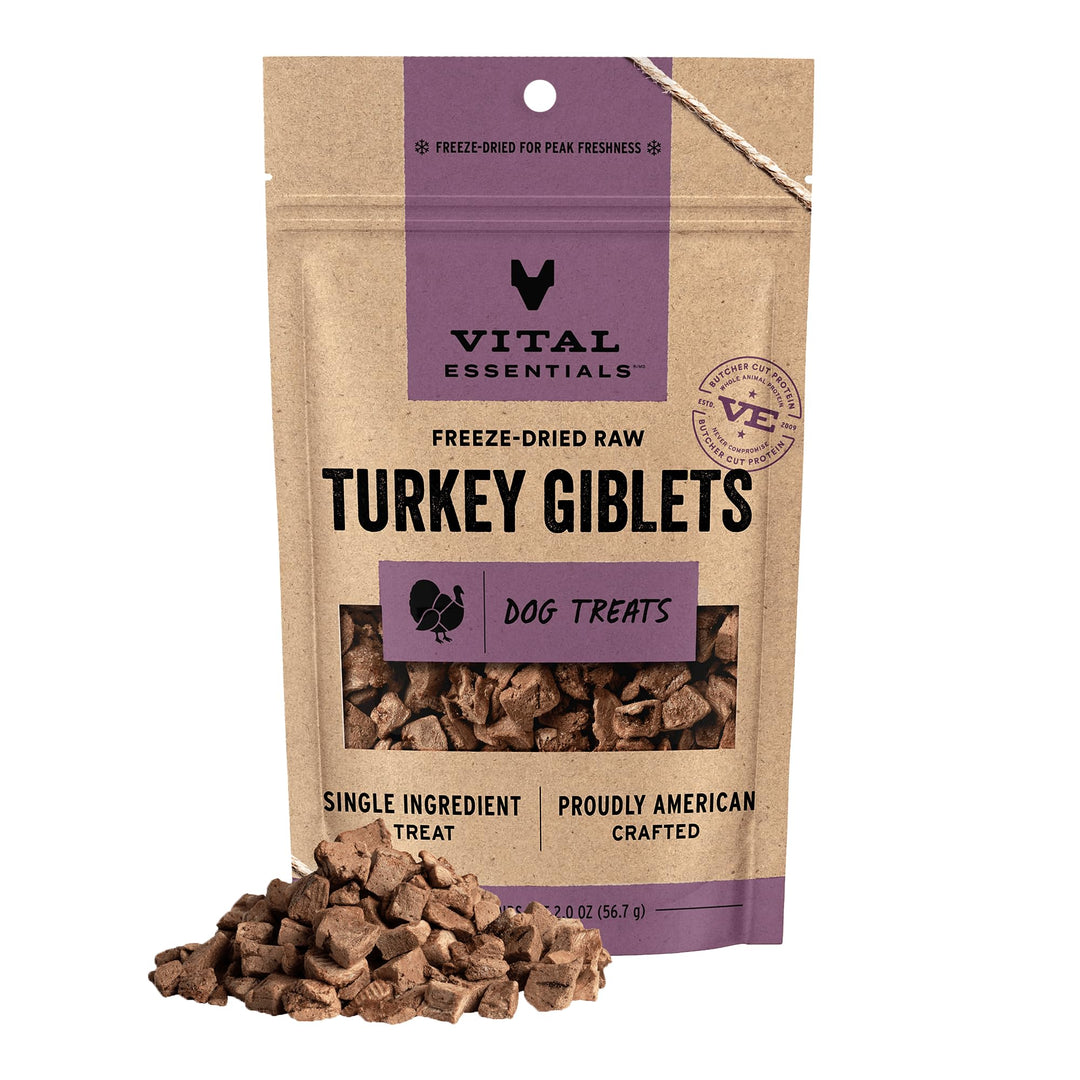 Vital Essentials Freeze Dried Raw Turkey Giblets Treats - Single Ingredient 2OZ